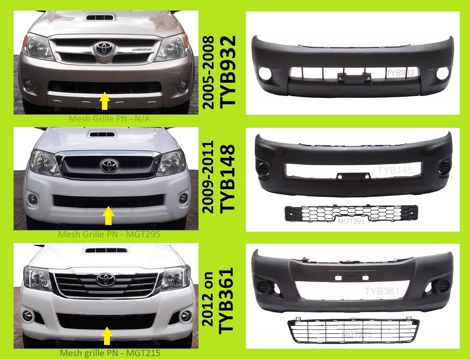 Abs Plastic Front Bumper For Toyota Hilux Mk Pickup New